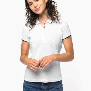 Polo maille piquée manches courtes femme
