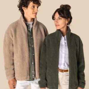 Sweat-shirt zippé à épaules tombantes en sherpa unisexe