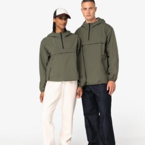 Veste coupe-vent imperméable écoresponsable quart zip unisexe