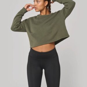 Sweat-shirt crop col rond femme