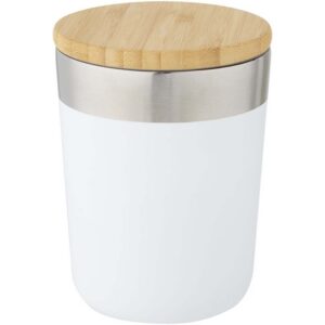 Gobelet Lagan de 330 ml en acier inoxydable avec isolation par le vide et couche de cuivre, avec couvercle en bambou