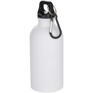 Bouteille d’eau Oregon de 400 ml à simple paroi avec finition MATE, en acier inoxydable recyclé certifié RCS avec mousqueton