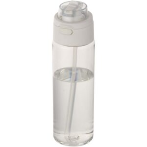 Bouteille d'eau Theron de 700 ml en plastique recyclé RCS, avec bouchon double fonction et paille rabattable