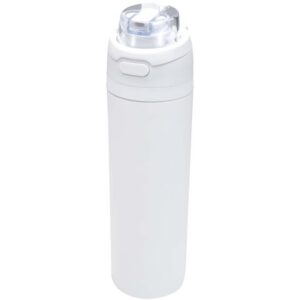 Bouteille d'eau Theron 800 ml en acier inoxydable à simple paroi recyclé RCS, avec bouchon à double fonction et paille rabatt