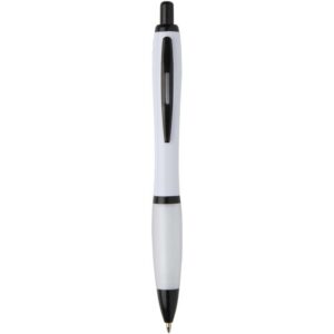 Stylo bille Nash en plastique recyclé avec garnitures noires (encre noire)
