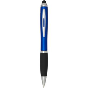 Stylo bille à stylet en plastique recyclé RCS avec corps coloré et grip noir (encre bleue) Nash