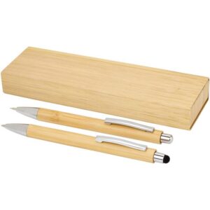 Set stylo bille et porte-mine Oblys en bambou (encre noire)