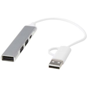 Hub USB-A et Type-C Alkaid à 4 ports en aluminium recyclé avec double entrée