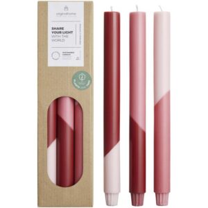 Bougies à rayures diagonales Originalhome Eden par lot de 3